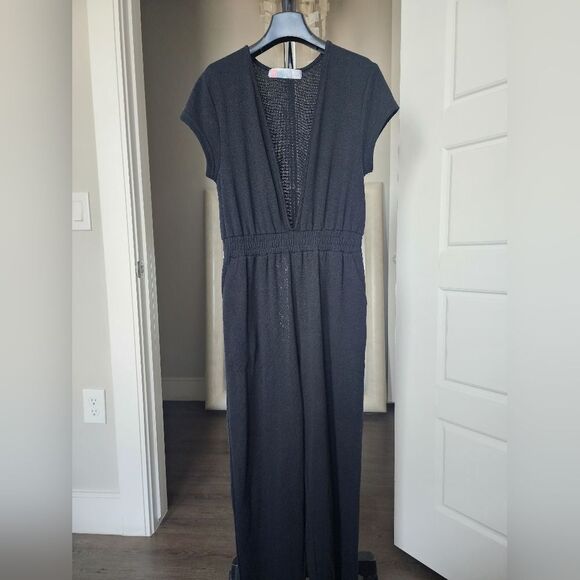 Free People Black Deep V-Neck Jumpsuit - Picture 5 of 8